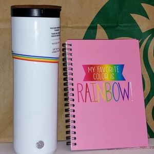 Starbucks Pride Rainbow Tumbler and notebook